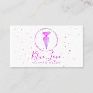 Pastry Bag Bakery Pink Logo Custom Cake Designer Business Card