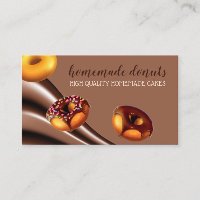 Pastry Cafe Brown Chocolate Doughnut Business Card (Front)