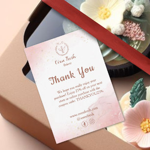 Pastry Cake Bakery Glitter Rose Gold Pink Drips Enclosure Card