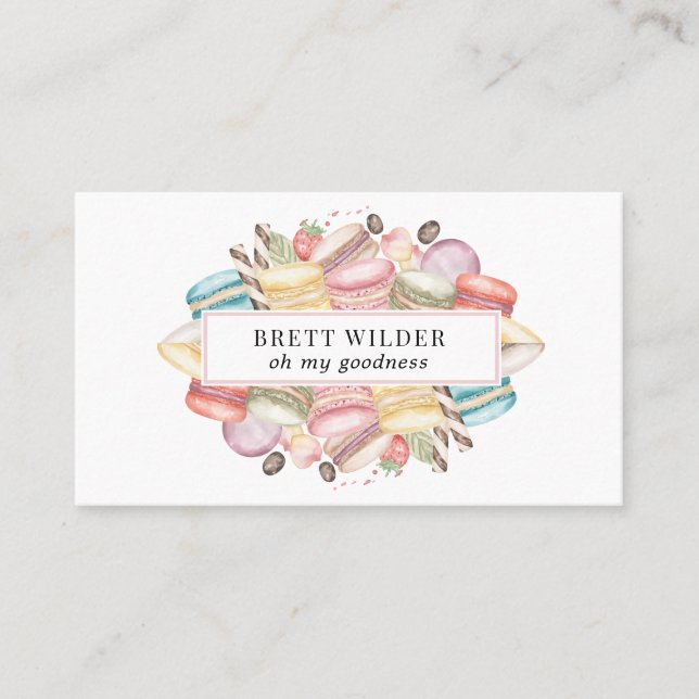 Pastry Chef Baker Bakery Watercolor Cookies Busine Business Card (Front)