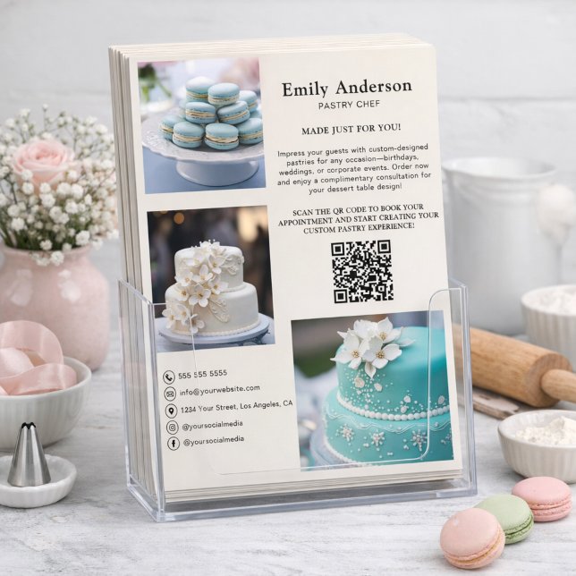 Pastry Chef Bakery Services Photo QR Code Flyer (Pastry Chef Bakery Services Photo QR Code Flyer)