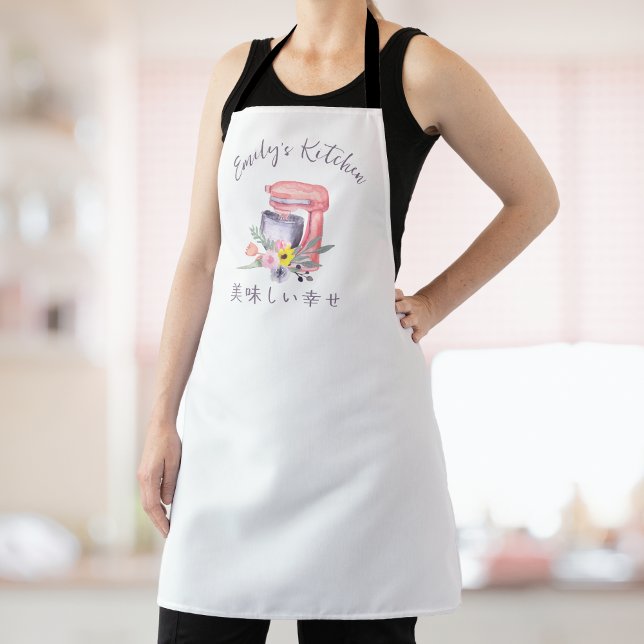 Pastry Chef Baking Utensil Pink Mixer Floral Apron (Creator Uploaded)