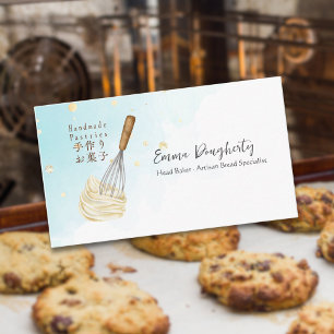 Pastry Chef Baking Utensil Whisk Cream Blue Business Card