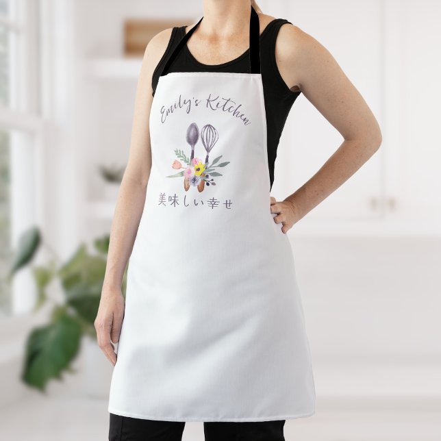 Pastry Chef Baking Utensil Whisk Floral Rustic Apron (Creator Uploaded)