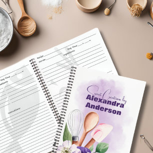 Pastry Chef Baking Utensils Purple Recipes Notebook