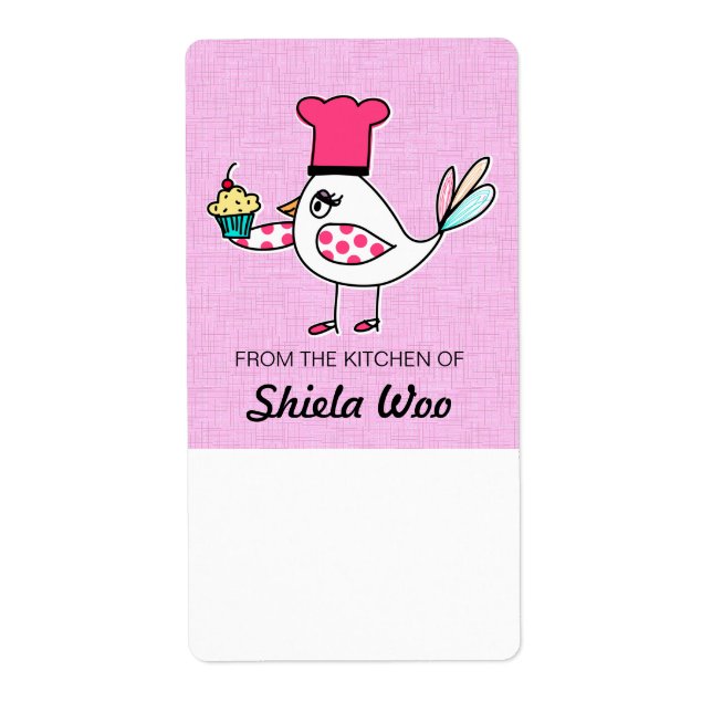 Pastry Chef Bird Kitchen Labels (Front)