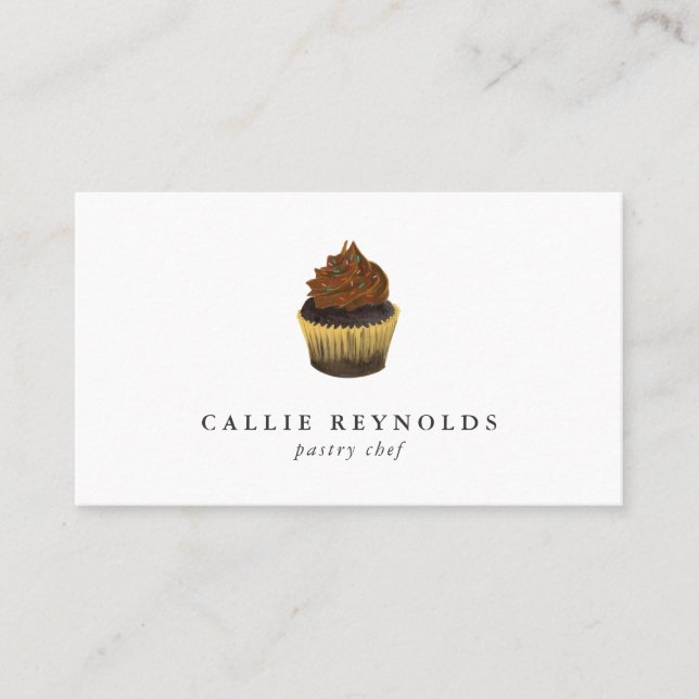 Pastry Chef Chocolate Cupcake Baker Business Card (Front)