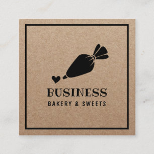 Pastry Chef Cupcake Cake Bakery Rustic Kraft Square Business Card