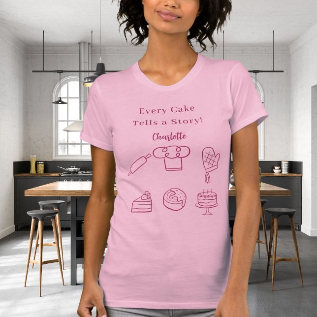 Pastry chef pink script slogan kitchen utensils T-Shirt (Creator Uploaded)