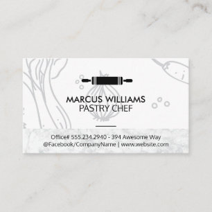 Pastry Chef Rolling Pin Marble Food Background Business Card