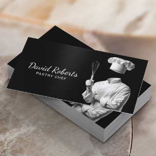 Pastry Chef & Whisk Plain Black Cake Bakery Business Card