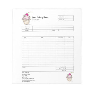 Pastry Cupcake Bakery Order Form Invoice  Notepad