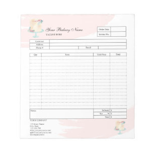 Pastry Cupcake Bakery Order Form Invoice  Notepad