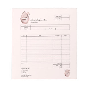 Pastry Cupcake Bakery Order Form Invoice  Notepad