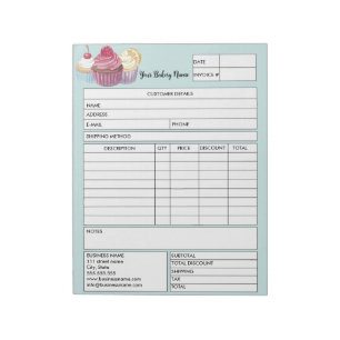 Pastry Cupcake Bakery Sales Form Receipt Invoice Notepad