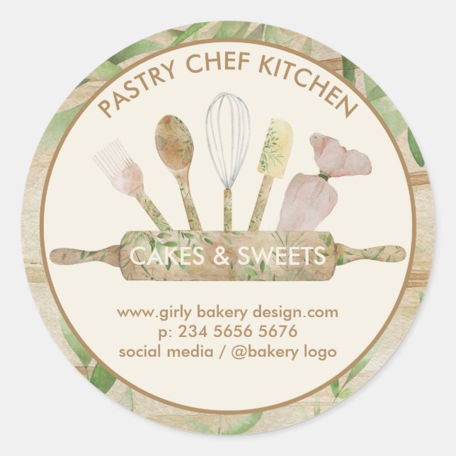 Pastry Home Bakery Chef Classic Round Sticker (Front)