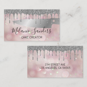 Pastry Knife Bokeh Glitter Background Business Card
