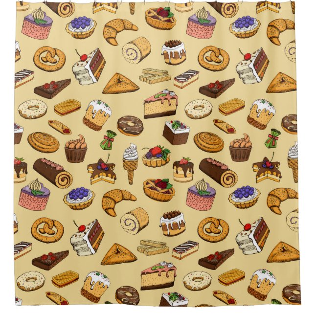Pastry Pattern Shower Curtain (Front)