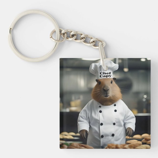 Pastry Prowess: The Culinary Capybara Key Ring (Front)