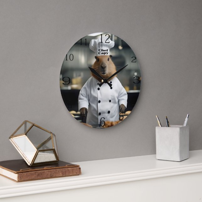 Pastry Prowess: The Culinary Capybara Large Clock (Office)