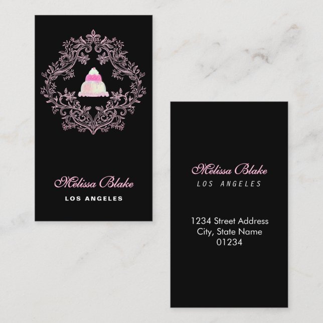pastry shop black background business card (Front/Back)