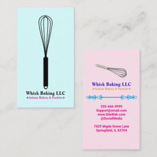 Pastry Whisk Chef & Baker   Elegant Cake Bakery  Business Card