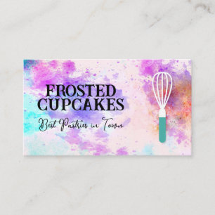 Pastry Whisk Watercolor Art Background Business Card