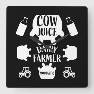 Pasture Dairy Farmers Square Wall Clock
