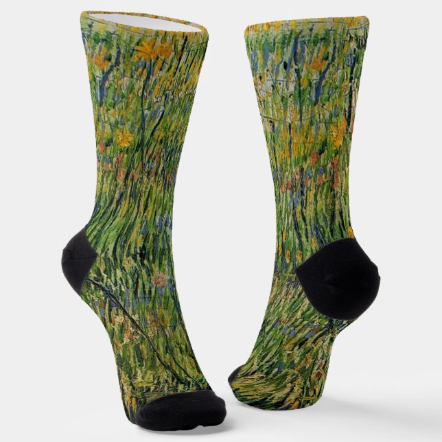 Pasture in Bloom by Vincent van Gogh Socks (Angled)