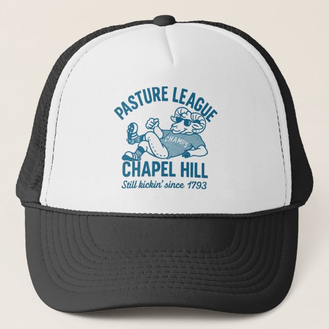 Pasture League Champs – Funny Chapel Hill Ram Trucker Hat (Front)