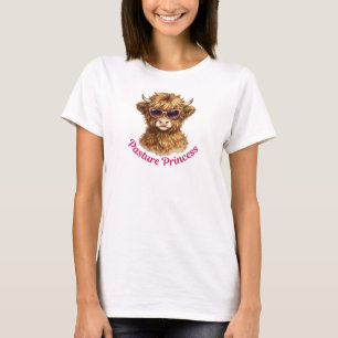 Pasture Princess Cute Funny Highland Cow T-Shirt