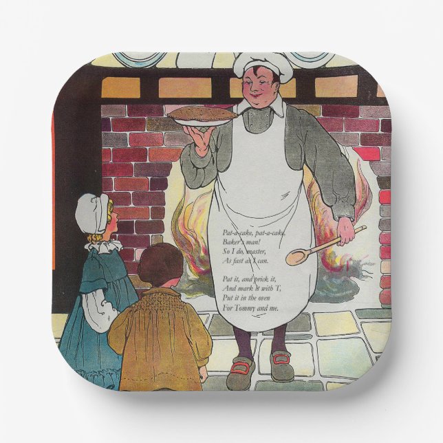Pat-a-cake, pat-a-cake, Baker's man Paper Plate (Front)