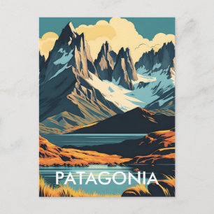Patagonia Vintage Travel Poster Style Landscape Postcard