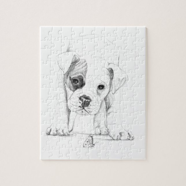 Patch A Boxer Puppy Drawing Art Jigsaw Puzzle (Vertical)
