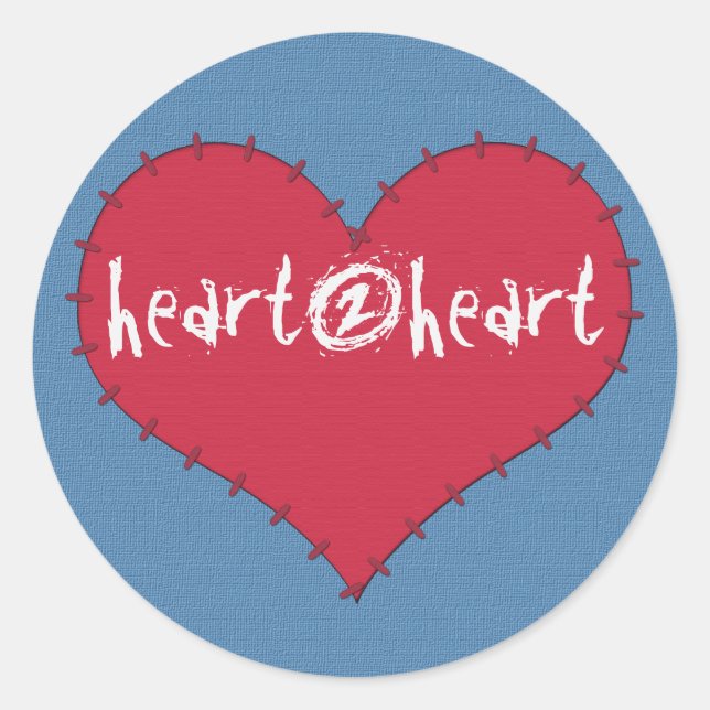 Patch Heart red on blue sticker (Front)