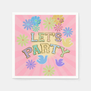Patch Letter Birthday Party Retro Preppy Hippie Napkin