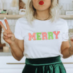 Patch Letter Merry Christmas T-Shirt<br><div class="desc">This trendy Merry patch letters Christmas shirt design is perfect for both kids and adults alike. This holiday shirt make a perfect Christmas gift,  stocking stuffer,  holiday gift swap or just a special gift for you from Santa.</div>
