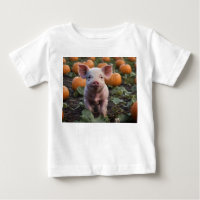 **"Patch of Joy: A Happy Baby Pig Among Pumpkins"*