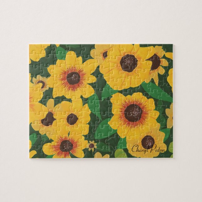Patch of Yellow Sunflowers Painting  Puzzle (Horizontal)
