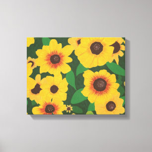 Patch of Yellow Sunflowers Painting Wrapped Canvas