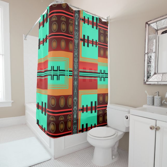 Patch Pattern Shower Curtain (In Situ)