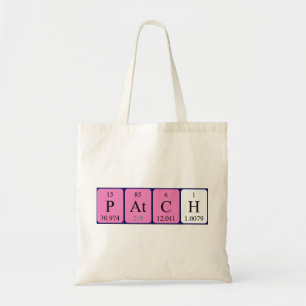 Patch periodic table name tote bag