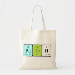 Patch periodic table name tote bag