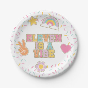 Patch Preppy Eleven is a Vibe 11th Birthday Paper Plate