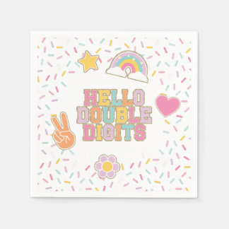 Patch Preppy Hello Double Digits 10th Birthday Napkin