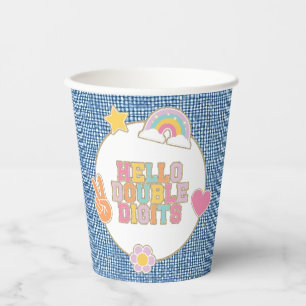 Patch Preppy Hello Double Digits 10th Birthday Paper Cups