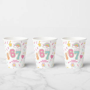 Patch Preppy I was SIX now I'm SEVEN  7th Birthday Paper Cups
