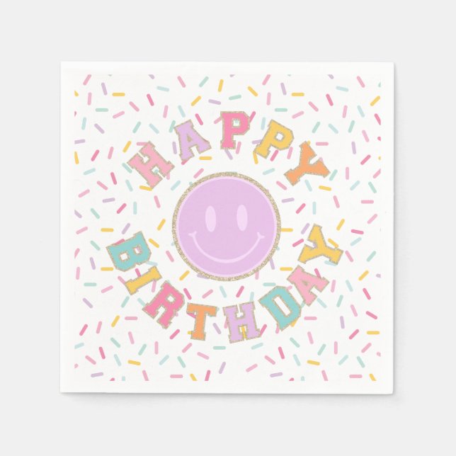 Patch Preppy Letter Birthday Napkin (Front)