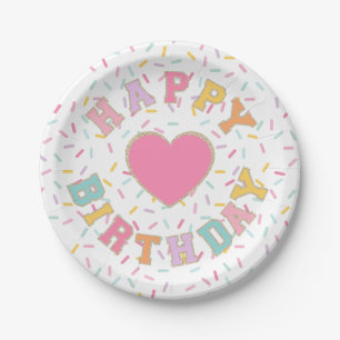 Patch Preppy Letter Birthday Paper Plate