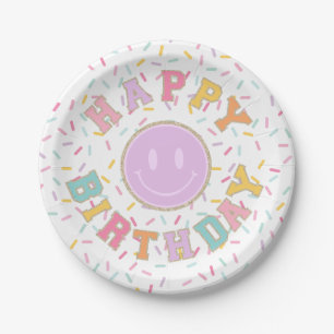 Patch Preppy Letter Birthday Paper Plate